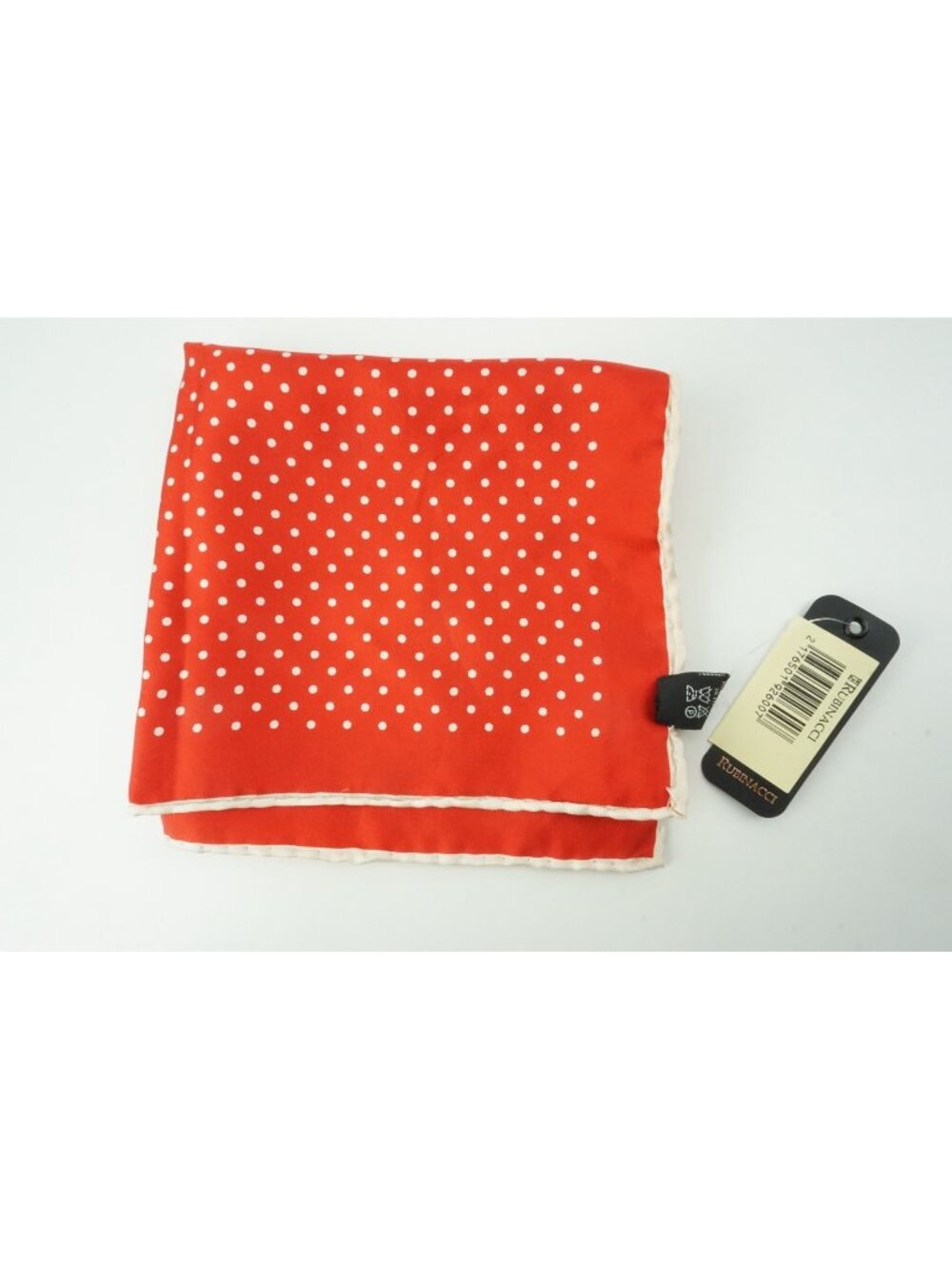 Rubinacci LH Cherry Red Vanilla Polka Dot 100% Silk Pocket Square